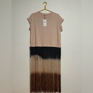 *New Zara Women's Size Small Pale Pink Short Sleeves Fringe Shirt